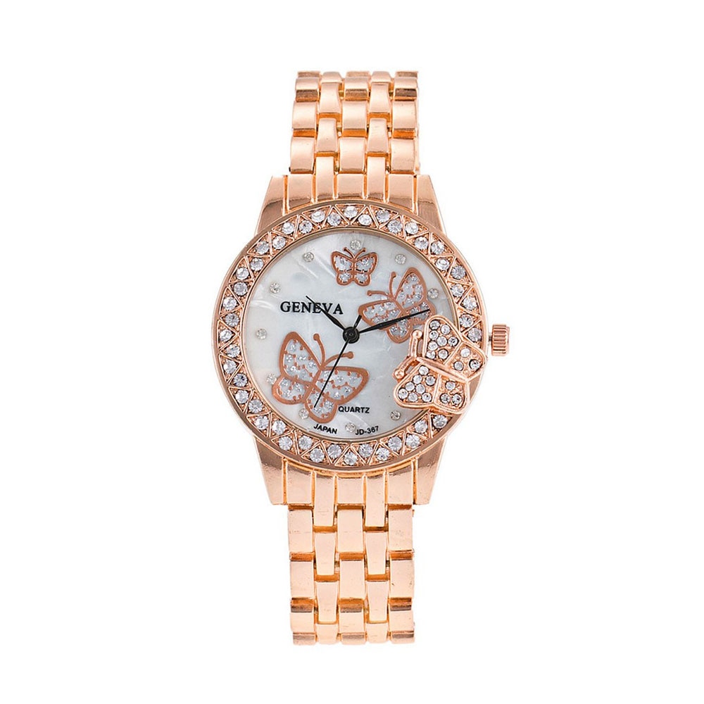 Ceas Geneva Dama Quartz Casual Elegant Rose, PN999827RE, curea din metal (zale), afisaj Analog