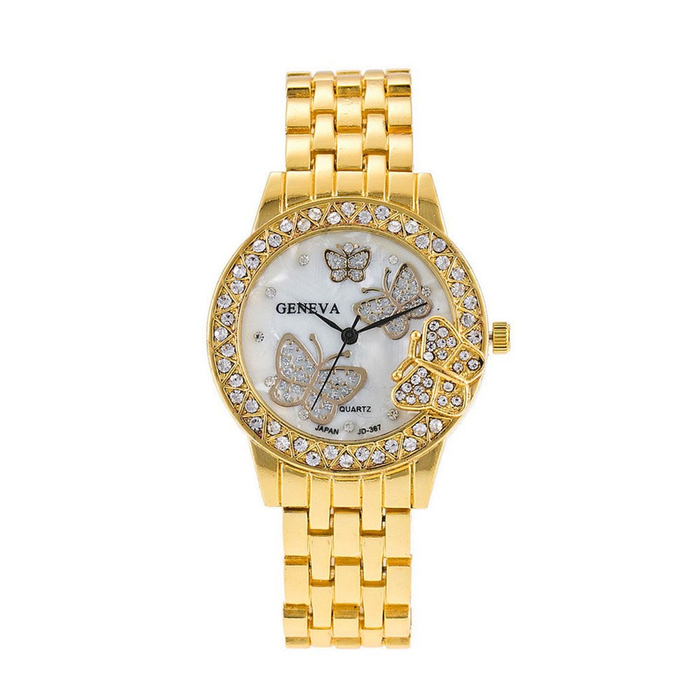 Ceas Geneva Dama Quartz Casual Elegant Gold, PN999827GD, curea din metal (zale), afisaj Analog