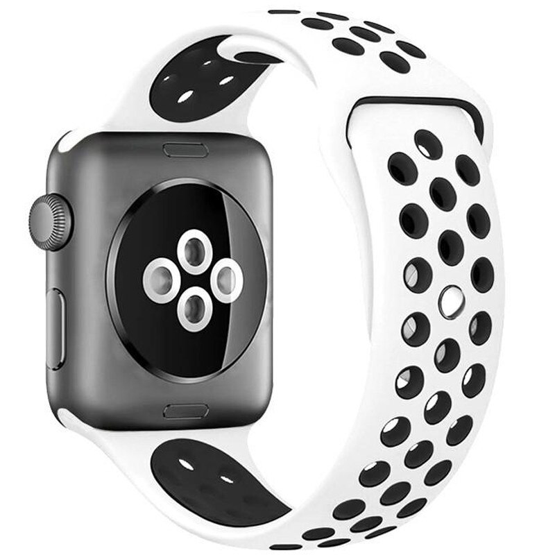 Curea iUni compatibila cu Apple Watch 1/2/3/4/5/6, 40mm, Silicon Sport, Alb/Negru