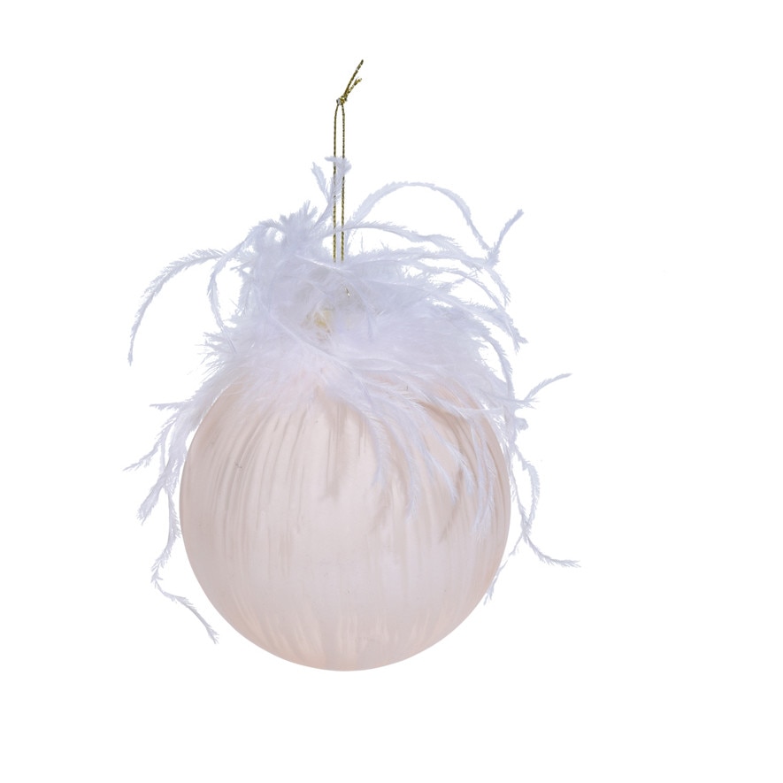 Glob de sticla, cu pene, alb, 8 cm