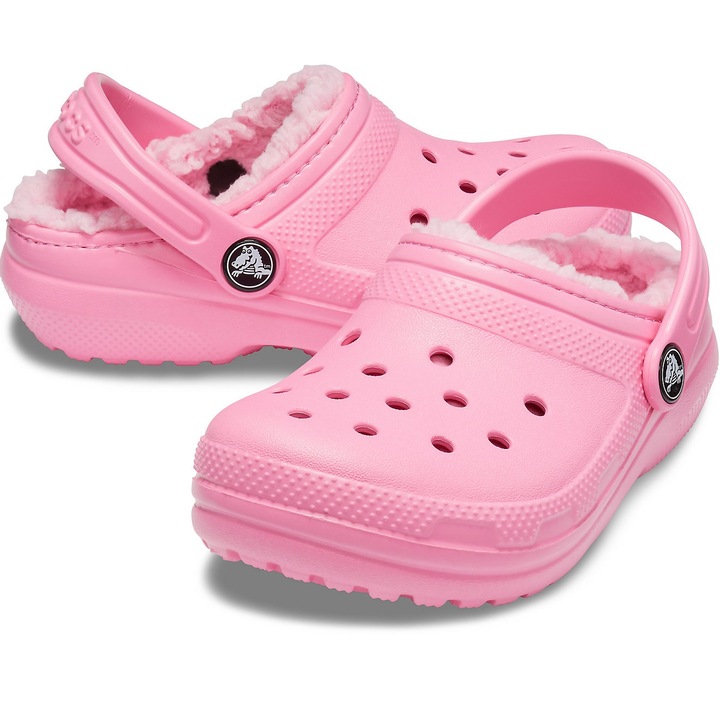 Papuci Crocs imblaniti Classic Lined Pink Lemonade, Roz, 25/26