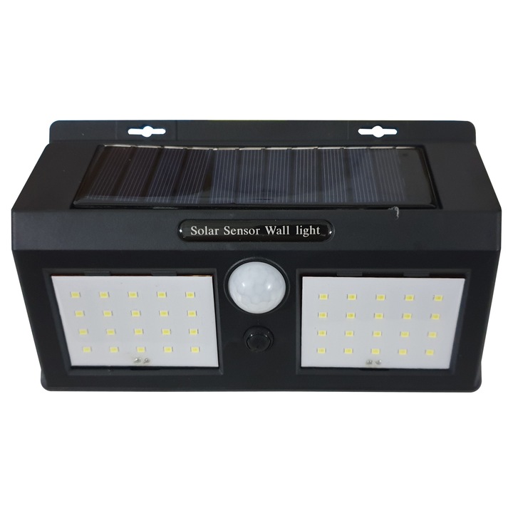 Aplica cu 40 LED-uri integrate cu panou solar , senzor de lumina , senzor de miscare , negru