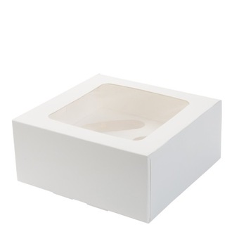 Cutii biodegradabile patiserie cu insertie pentru 4 briose, carton cu fereastra din PLA, set 25 buc Cutii biodegradabile patiserie cu insertie pentru 4 briose, carton cu fereastra din PLA, set 25 buc