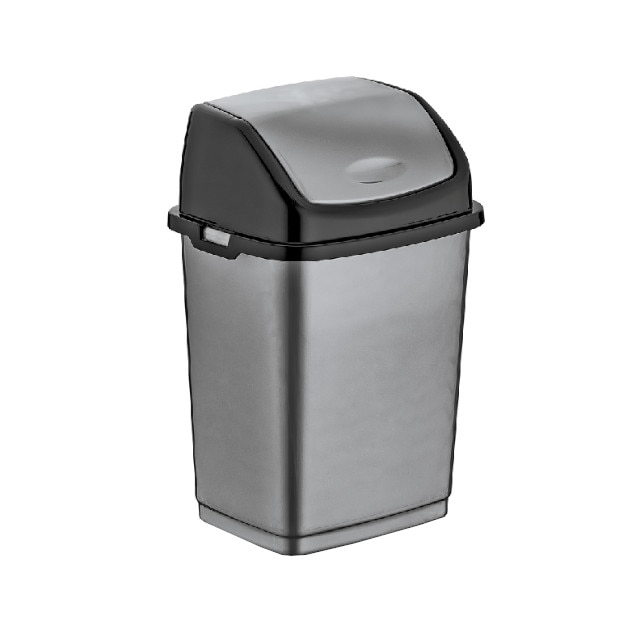Cos gunoi cu capac batant RAKI FANTASY 10lt gri negru