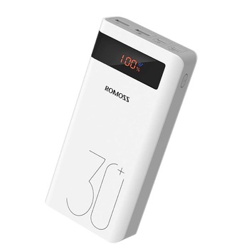 Acumulator extern ROMOSS Sense 8P+ 30000 mAh, 2x USB, Type C , QuickCarge 3.0, afisaj digital LED, Alb Acumulator extern ROMOSS Sense 8P+ 30000 mAh, 2x USB, Type C , QuickCarge 3.0, afisaj digital LED, Alb
