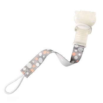 Lant suzeta Baby Ono cu clips gri portocaliu Lant suzeta Baby Ono cu clips gri portocaliu