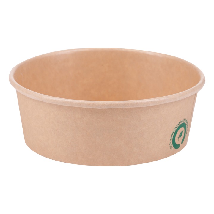 Boluri Salata Kraft Biodeck de unica folosinta, 1200 ml, 100% Biodegradabile si Compostabile 50 buc/set