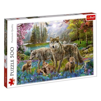 Puzzle cu lupi, pentru copii, 65 cm, Trefl, 505 piese, multicolor Puzzle cu lupi, pentru copii, 65 cm, Trefl, 505 piese, multicolor