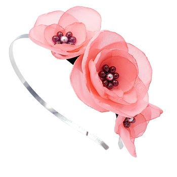 Coronita par cu flori roz, din voal, Aurora, Zia Fashion Coronita par cu flori roz, din voal, Aurora, Zia Fashion