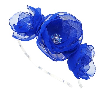 Coronita par cu flori albastre, din voal stil matase, handmade, Anna, Zia Fashion Coronita par cu flori albastre, din voal stil matase, handmade, Anna, Zia Fashion