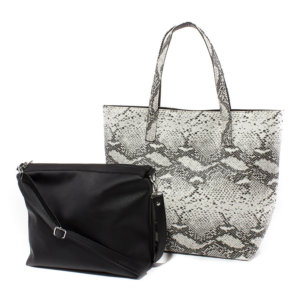 Geanta dama 2 in 1 Stilno 1458-29, Negru si alb