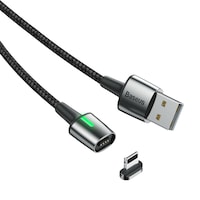 cablu date si incarcare baseus zinc magnetic usb la lightning 3a fast charge 2m negru  gri imagen 45_0_
0