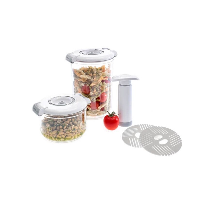 Set recipiente de vidare Status, 2 recipiente de plastic + pompa manuala de vidare, alb
