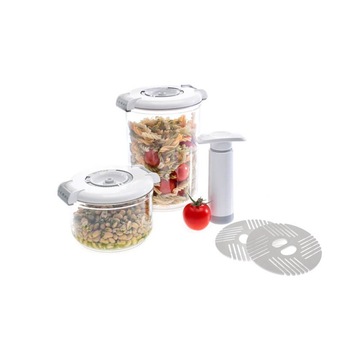 Set recipiente de vidare Status, 2 recipiente de plastic + pompa manuala de vidare, alb Set recipiente de vidare Status, 2 recipiente de plastic + pompa manuala de vidare, alb