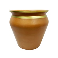 Ghiveci cu banda din ceramica de Arges realizat manual, Argcoms, Ø23 cm, natur