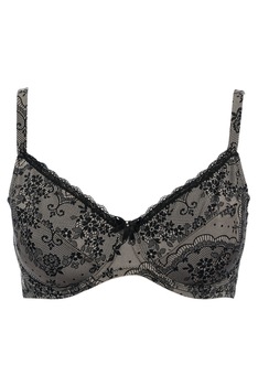 Sutien de colectie din microfibra, cu sarma, Intimamoda 5490 Model floral, Gri/Negru Sutien de colectie din microfibra, cu sarma, Intimamoda 5490 Model floral, Gri/Negru
