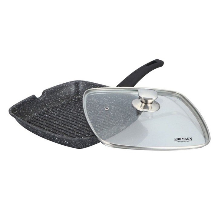 Bohmann grillserpenyő, 28 cm, márvány fedővel, fedéllel