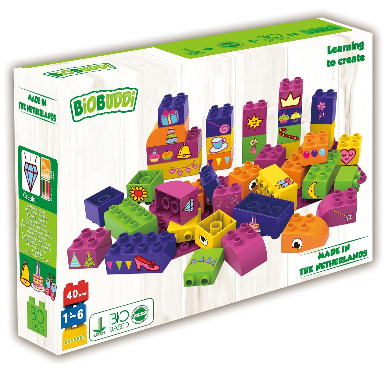 Set de constructie Bio Buddi Designer - Cuburi educative pentru fete 40 piese