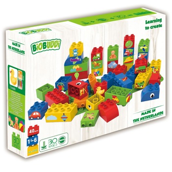 Set de constructie Bio Buddi Designer - Cuburi educative pentru baieti 40 bucati Set de constructie Bio Buddi Designer - Cuburi educative pentru baieti 40 bucati