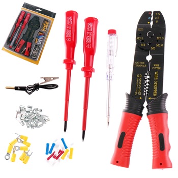 Cleste de sertizare terminale electrice + surubelnita + tester electrice JC1031 Cleste de sertizare terminale electrice + surubelnita + tester electrice JC1031