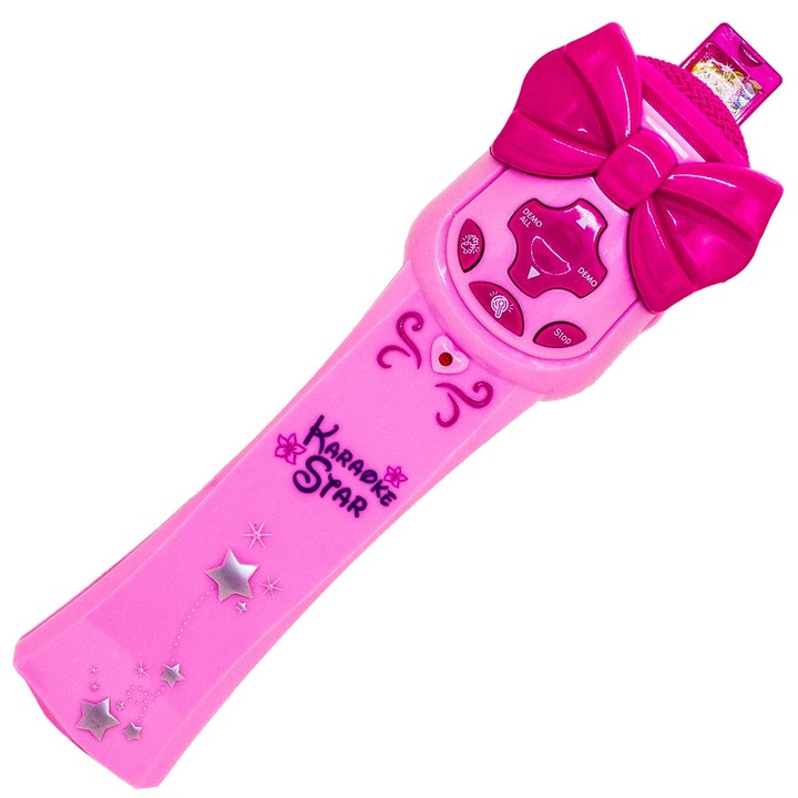 Microfon roz cu fundita, DecorCasa, 25 x 10 x 5 cm