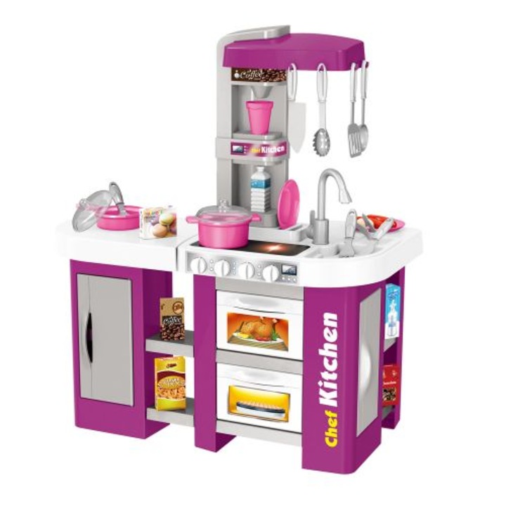 Bucatarie de jucarie Uriasa XL Kitchen Talented Chef 49 accesorii, cu functii sunete si lumini, pentru Copii prescolari Baby culoare MOV AK6526