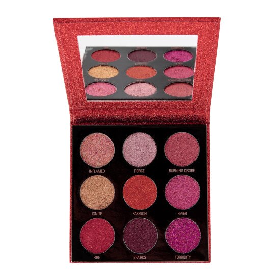 Paleta glitter de pleoape, Makeup Revolution, Pressed Glitter Palette, Hot Pursuit, 9 nuante