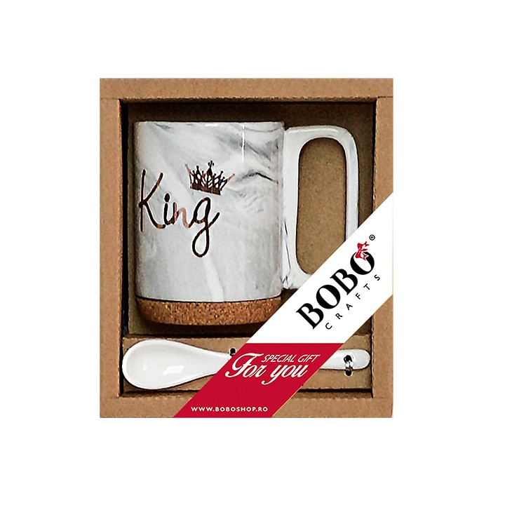 Set Cana Portelan cu Lingurita Bobo Crafts, GR181602223, 320ml, King