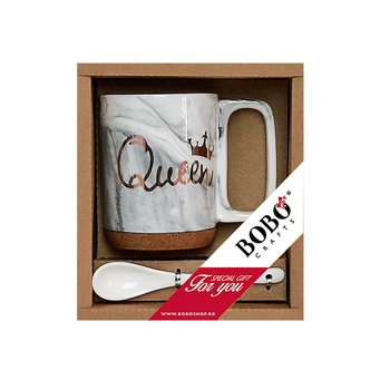 Set Cana Portelan cu Lingurita Bobo Crafts, GR181602224, 320ml, Queen Set Cana Portelan cu Lingurita Bobo Crafts, GR181602224, 320ml, Queen