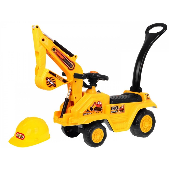 Excavator cu cupa pentru copii, cu casca si olita