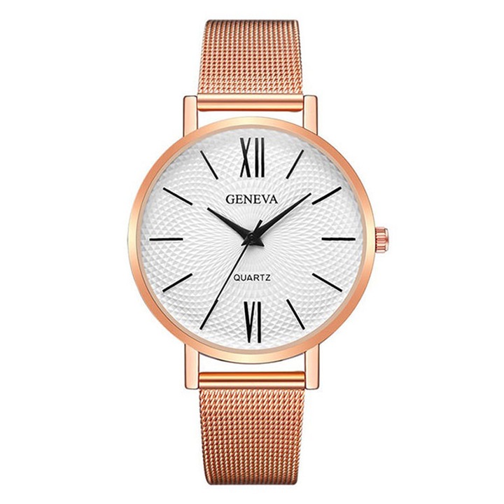 Ceas Geneva Unisex Quartz Casual Elegant curea din metal (mesh), afisaj Analog