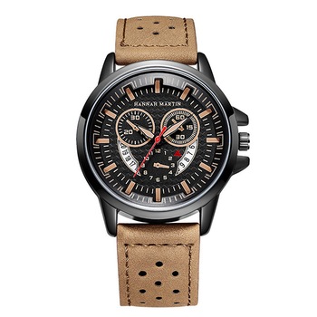 Ceas HANNAH MARTIN Barbatesc Quartz Casual Elegant Bej, PN999494BJ, curea din piele, afisaj Analog Ceas HANNAH MARTIN Barbatesc Quartz Casual Elegant Bej, PN999494BJ, curea din piele, afisaj Analog