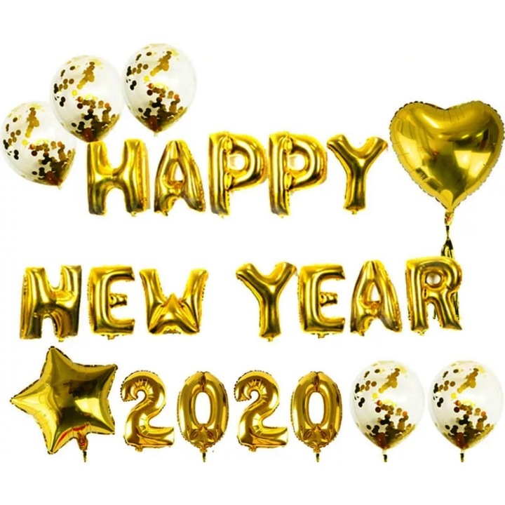 Fólia lufi készlet-Boldog Új Évet -2020- Arany