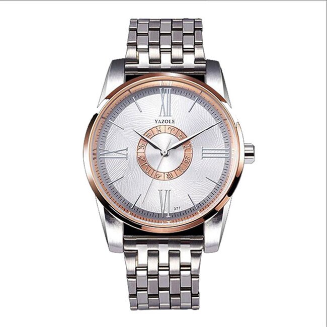 Ceas Yazole Unisex Quartz Casual Elegant Silver-alb, PN999651SAB, curea din metal (zale), afisaj Analog
