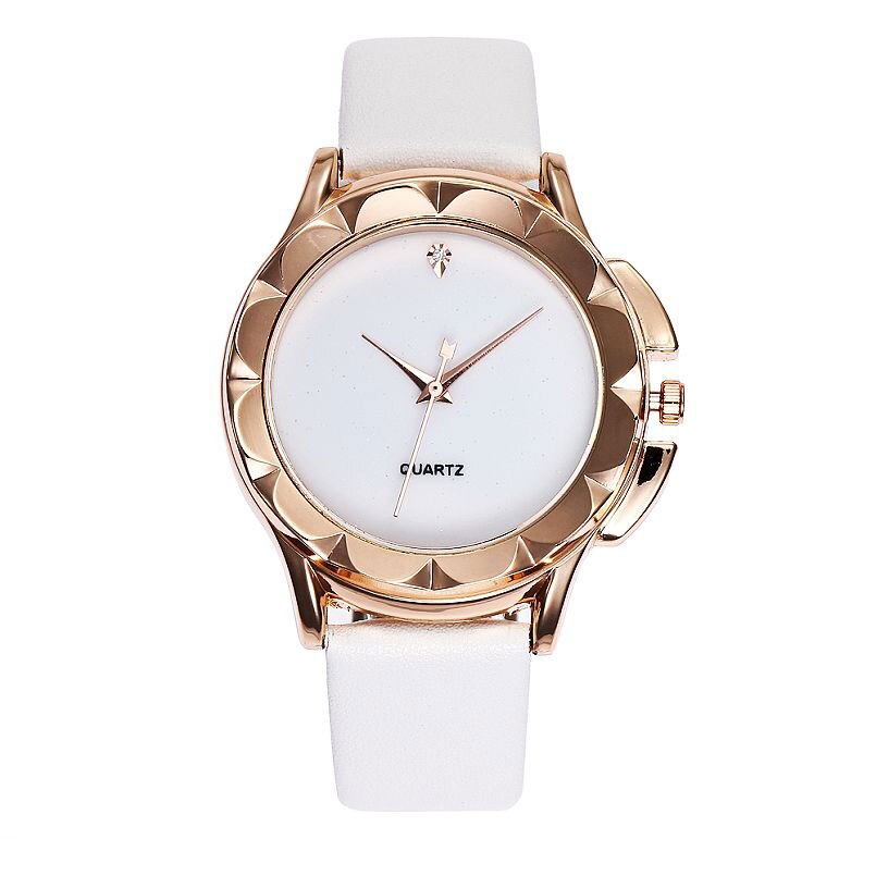 Ceas Viser Unisex Quartz Casual Elegant Alb, PN999405AB, curea din piele, afisaj Analog