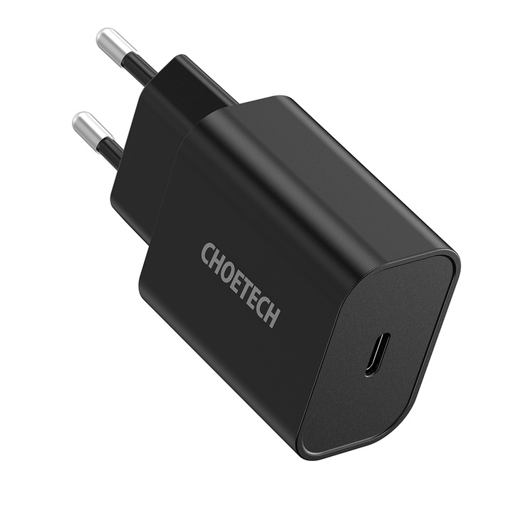 CHOETECH hálózati töltő, USB-C, 18 W, Fekete