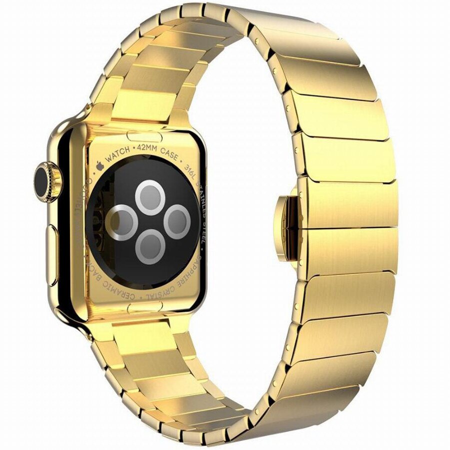 Curea iUni compatibila cu Apple Watch 1/2/3/4/5/6, 40mm, Link Bracelet, Otel Inoxidabil, Gold