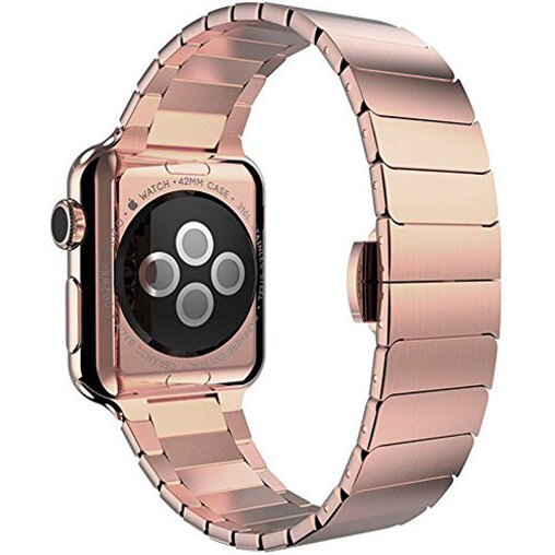 Curea iUni compatibila cu Apple Watch 1/2/3/4/5/6, 40mm, Link Bracelet, Otel Inoxidabil, Rose Gold