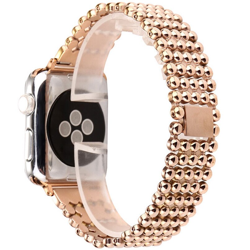 Curea iUni compatibila cu Apple Watch 1/2/3/4/5/6, 44mm, Luxury, Otel Inoxidabil, Rose Gold