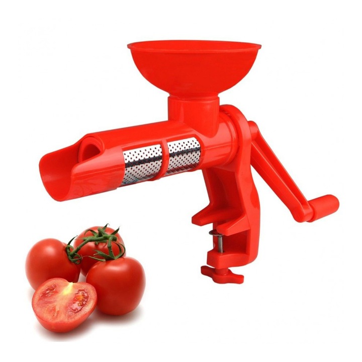 Storcator manual de rosii, awwaline, cu sita din inox si cuva colectoare