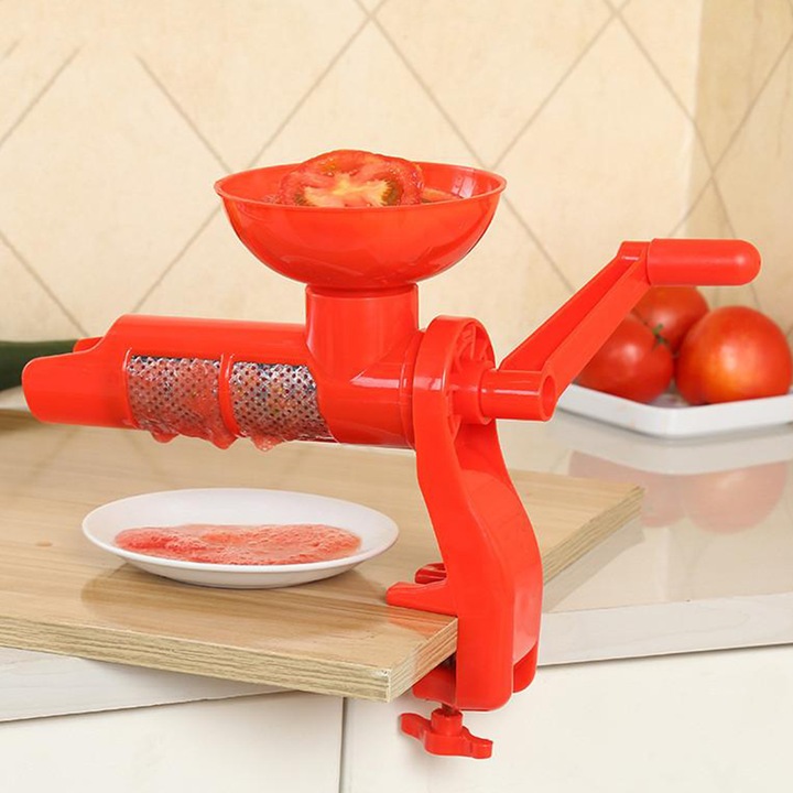 Storcator manual de rosii, awwaline, cu sita din inox si cuva colectoare