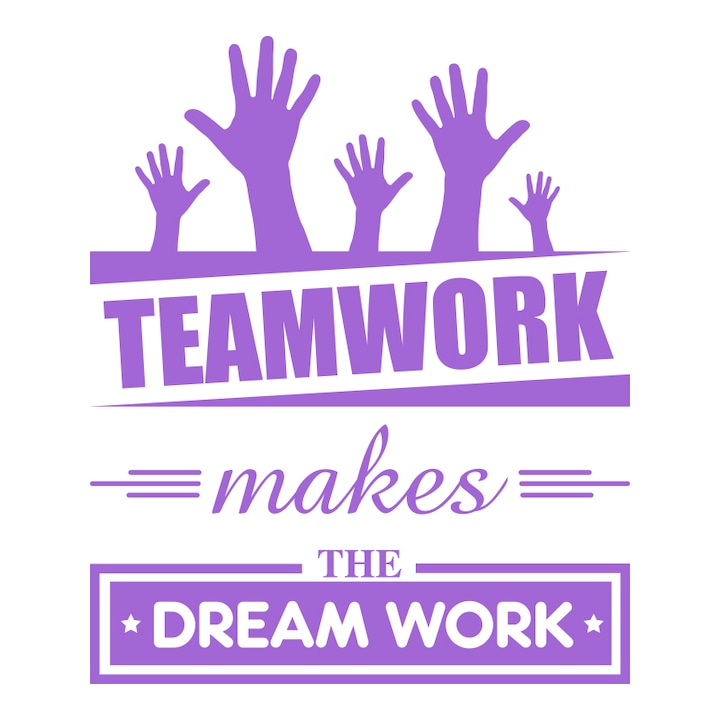 Sticker Decorativ - SMAER - Mesaj Motivational - Teamwork - 120cm x 100cm - Violet