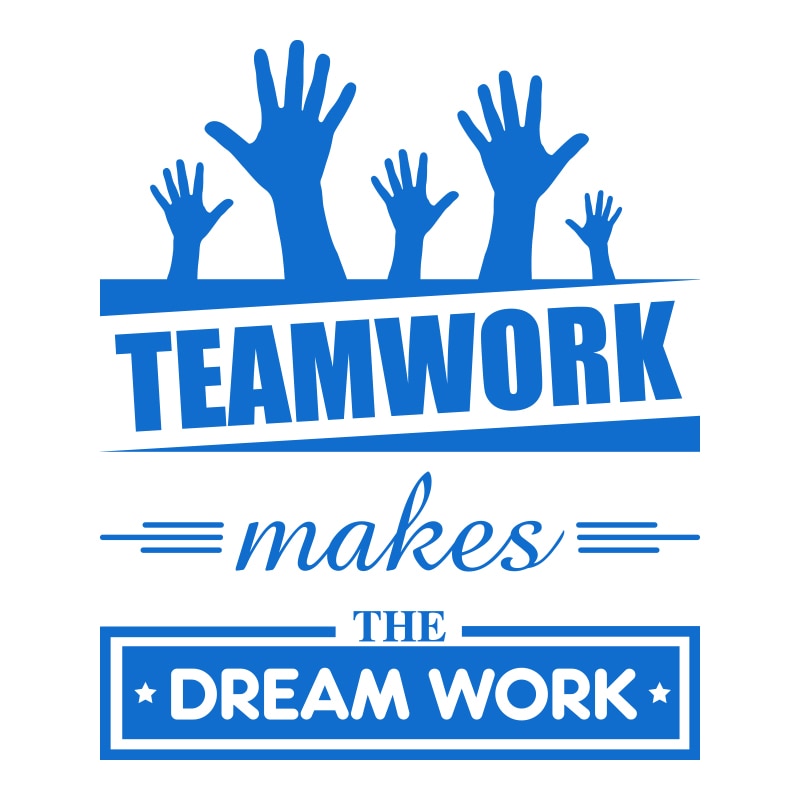 Sticker Decorativ - SMAER - Mesaj Motivational - Teamwork - 60cm x 50cm - Albastru