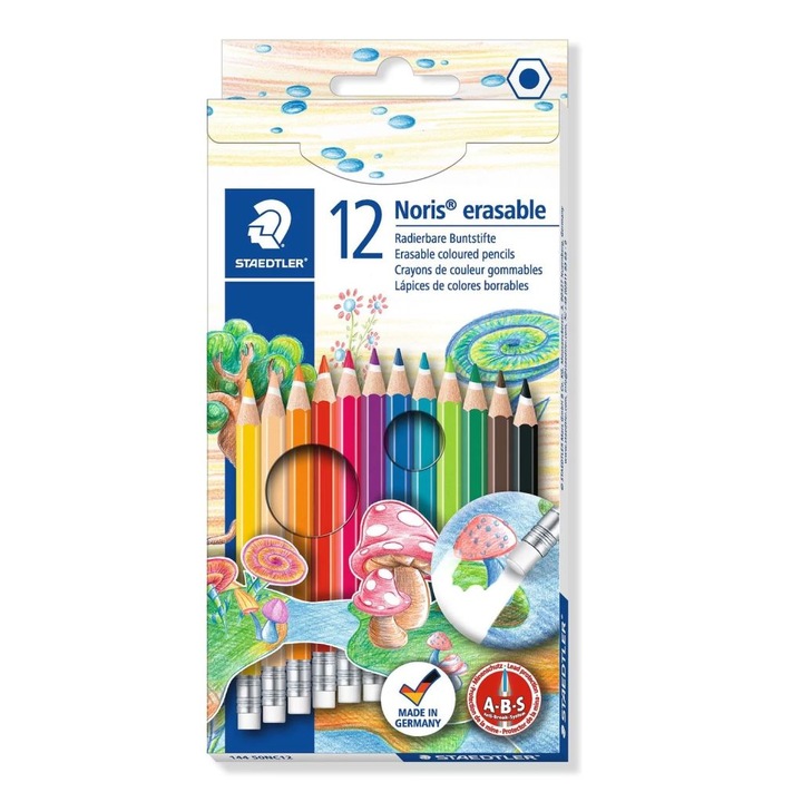 Staedtler 14450NC12 Radírvégű színes ceruza készlet, 12 db