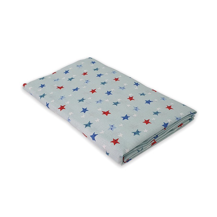 Cearceaf "Stelute somnoroase" patut bebelus 60x107 cm, cu elastic, din bumbac