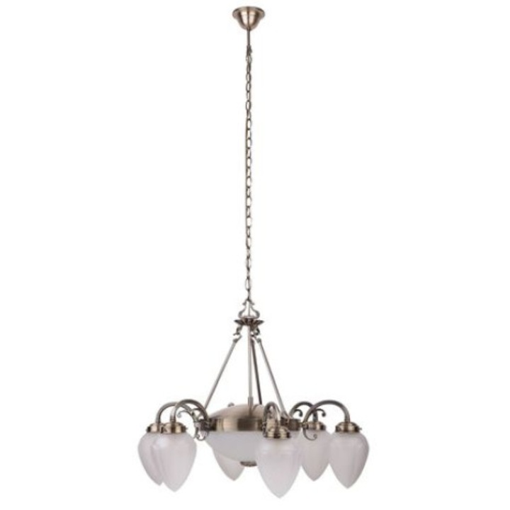 Полилей Rabalux Maya,6x40W Е14 и 2х60W Е27 , Античен месинг/Бял