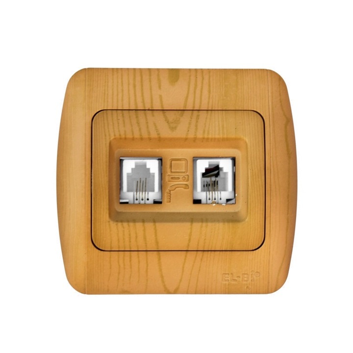 Priza dubla telefon ELBI Zirve Fix 2XRg11, cat3, T568A/B, fag