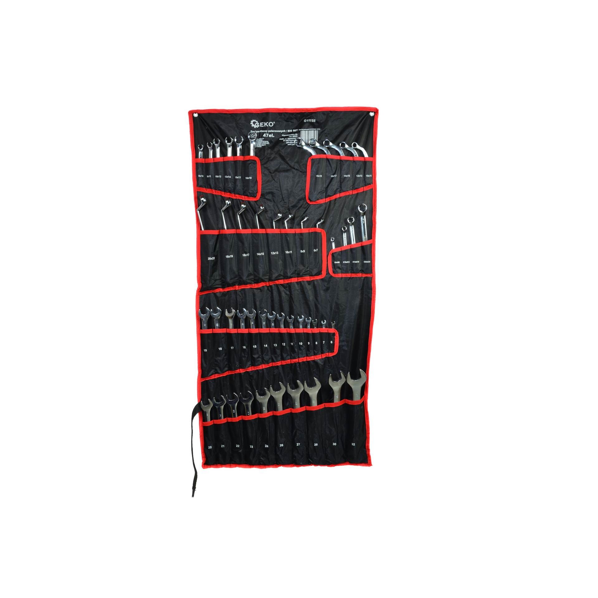 Set 47 chei Geko G11155, combinate, fixe, inelare cu cot, 6-32 mm, Cr-V