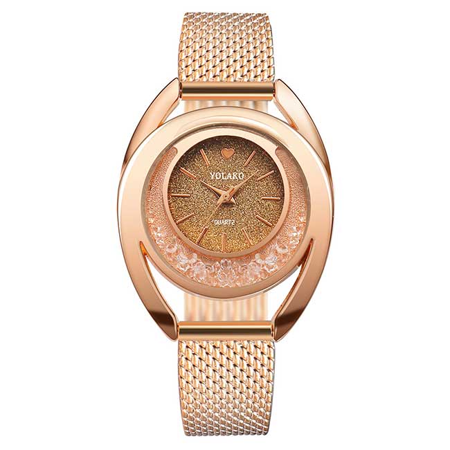 Ceas Yazole Dama Quartz Casual Elegant Auriu, PN999567GD, curea din metal (mesh), afisaj Analog