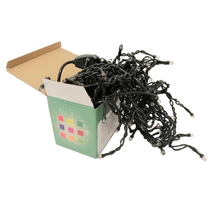 Instalatie de Craciun tip turturi , 100 LED, lungime instalatie 4.5 metri cu fir NEGRU, culoare alb rece cu flash, interconectabila